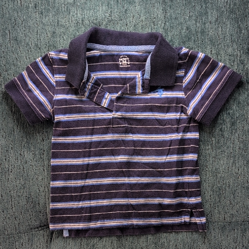 Carter's Blue Polo Shirt Classic Stripes Short Sleeves
